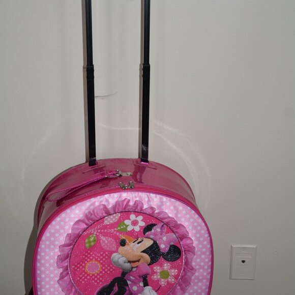 VTG Minnie Disney Store Mouse Rolling Faux Leather Suitcase Luggage - Picture 12 of 16